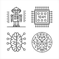 Simple Line Icons for Artificial Intelligence and Neural Networks vector