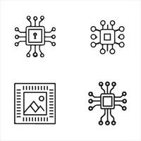 Clean Line Icons for AI Systems and Intelligent Machines vector