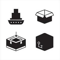 Crisp Line and Silhouette Icons for Box Dimensions and Sizes vector
