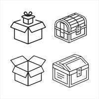 Classic Line and Silhouette Icons for Box Types and Styles vector