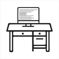 Simple Line Art of an Office Desk vector