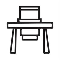 The Office Desk in Simple Lines vector