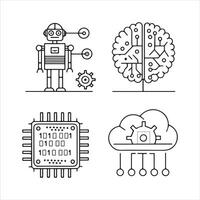 Contemporary Line Icons for AI Robotics and Data Science vector