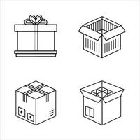 Elegant Line and Silhouette Icons for Box Designs and Structures vector