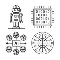 Elegant Line Icons for AI Applications and Automation Tools vector