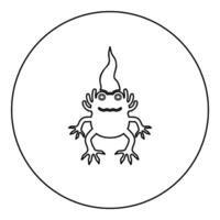 Axolotl ambystoma mexicanum front view icon in circle round black color illustration image outline contour line thin style vector