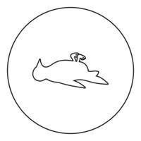 Dead bird danger concept icon in circle round black color illustration image outline contour line thin style vector
