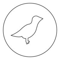 Bird icon in circle round black color illustration image outline contour line thin style vector