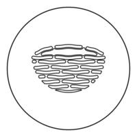 Bird's nest bird icon in circle round black color illustration image outline contour line thin style vector