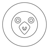 Head of bird icon in circle round black color illustration image outline contour line thin style vector