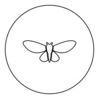Moth butterfly clothing icon in circle round black color illustration image outline contour line thin style vector