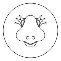Head of cute female dinosaur baby character icon in circle round black color illustration image outline contour line thin style vector