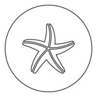 Starfish sea star icon in circle round black color illustration image outline contour line thin style vector