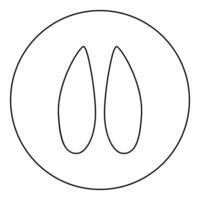 Hoof print elk icon in circle round black color illustration image outline contour line thin style vector