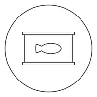 Canned pet food can cat care icon in circle round black color illustration image outline contour line thin style vector
