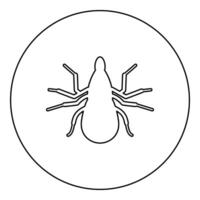 Tick mite icon in circle round black color illustration image outline contour line thin style vector