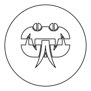 Head snake icon in circle round black color illustration image outline contour line thin style vector