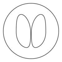Hoof print sheep ewe ram wether icon in circle round black color illustration image outline contour line thin style vector