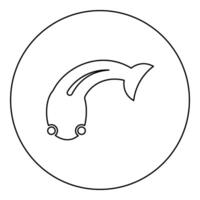Fish goby icon in circle round black color illustration image outline contour line thin style vector