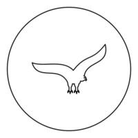 Eagle bald american bird silhouette icon in circle round black color illustration image outline contour line thin style vector