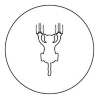 Cat scratching with claw marks harm icon in circle round black color illustration image outline contour line thin style vector