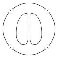 Hoof print deer icon in circle round black color illustration image outline contour line thin style vector
