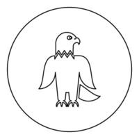 Eagle bald american bird silhouette icon in circle round black color illustration image outline contour line thin style vector