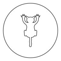 Cat scratching harm icon in circle round black color illustration image outline contour line thin style vector