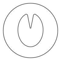 Hoof print of horse mare icon in circle round black color illustration image outline contour line thin style vector