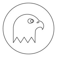 Eagle's head bald of prey icon in circle round black color illustration image outline contour line thin style vector