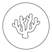 Coral icon in circle round black color illustration image outline contour line thin style vector