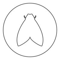 Moth butterfly clothing icon in circle round black color illustration image outline contour line thin style vector
