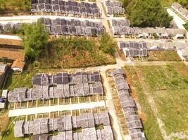 Real Estate development on the edge of Bandung City from an Aerial perspective. New housing development to accommodate significant population growth in West Java, Indonesia. Construction Industry photo