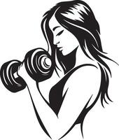 Woman doing exercise with dumbbell vector