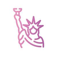 statue of liberty Line Gradient Icon White Background vector