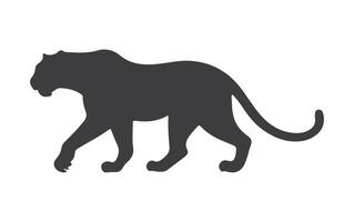 A sleek panther silhouette with a muscular body, poised stance, and a long, curved tail, symbolizing stealth, power, and elegance. vector
