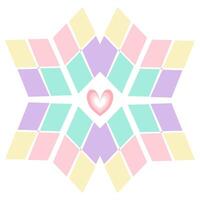 Geometric abstract rainbow. Ribbon style heart in the middle. Icon. Element. Single object. vector