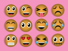 Set of 3d emoji. Emoticons expressing various emotions and feelings. Funny Yellow faces for communication on social networks.Isolted on Pink background vector