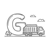 An illustration of letter G beside a garbage vector