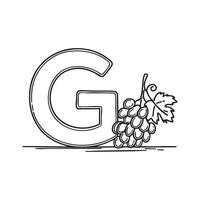 An illustration of letter G beside a grape vector