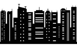 Silhouette of a Modern City Skyline with High-Rise Buildings in Black and White vector