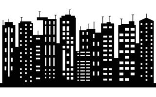 Silhouette of Modern City Skyline with High-Rise Buildings Isolated on White Background vector