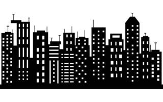 Urban Skyline Silhouette with Varied Building Designs in Black and White vector