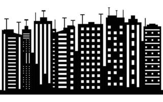Black and White City Skyline Silhouette vector
