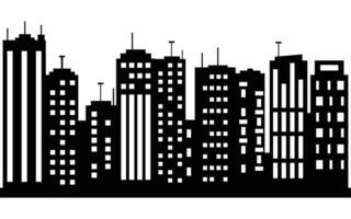 Silhouette of Modern City Skyline with High-Rise Buildings in Black and White vector