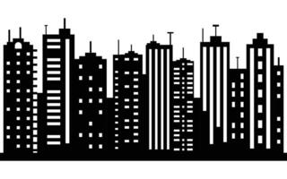 Black Silhouette of Urban Skyline with Tall Modern Buildings and Skyscrapers vector