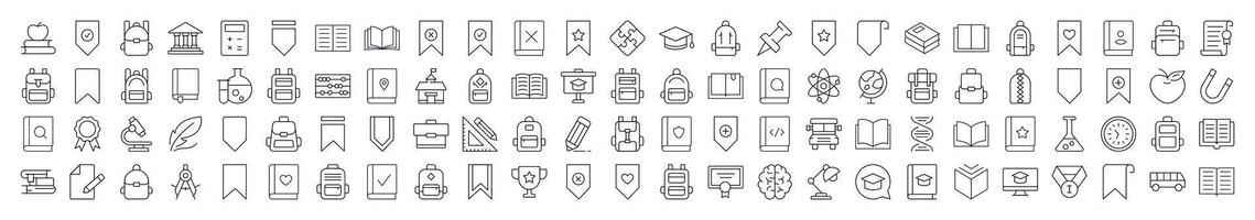 School, College, University Thin Line Icon Set. Editable Stroke. Suitable for Banners, Cards, Social Networks, Apps vector