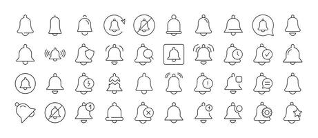 Bell with Items Simple Isolated Line Icons Collection. Editable Stroke. Suitable for Web Sites, Books, Cards, Apps vector