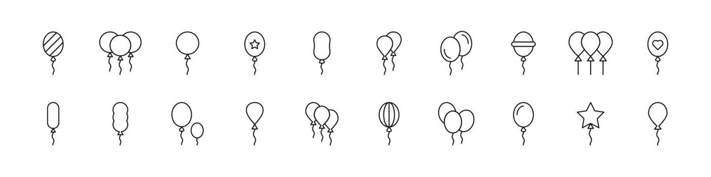 Holiday Ballon Related Icon Set. Editable Stroke. Suitable for Web Sites, Books, Cards, Apps vector