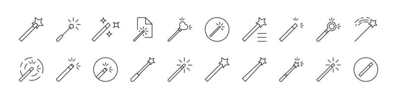 Magic Wand Related Line Icons for Web Sites, Books, Cards, Apps. Editable Stroke. Suitable for Web Sites, Books, Cards, Apps vector